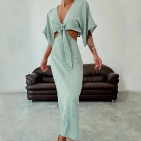 Tie Front Cut Out Maxi Dress