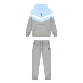 Trapstar V Stripe Hoodie Tracksuit - Cashmere Blue/White/Marl Grey