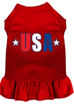 Usa Star Screen Print Dress Red Lg (14)