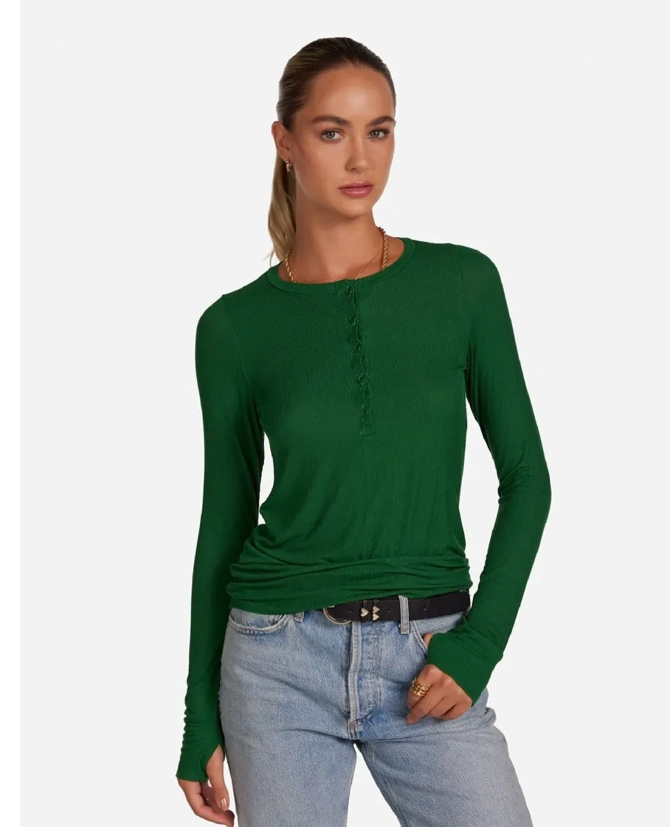 Vance Henley Long Sleeve Top Verde