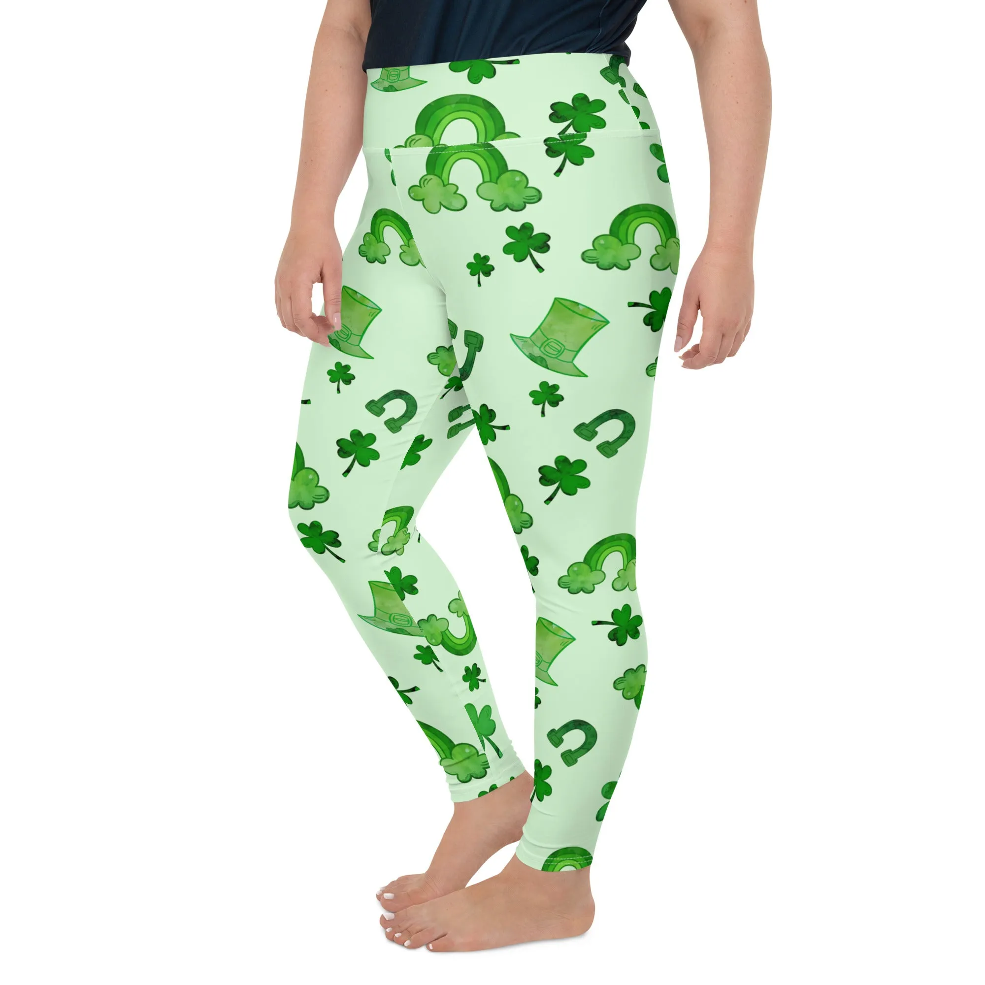 Watercolor St. Patrick's Day Plus Size Leggings