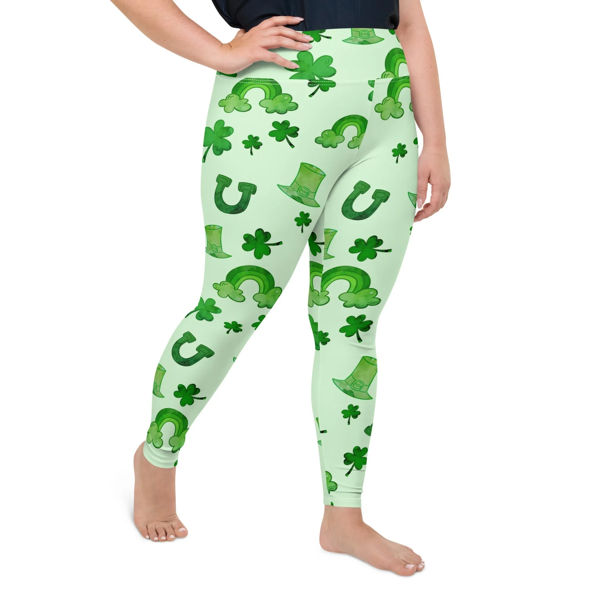 Watercolor St. Patrick's Day Plus Size Leggings