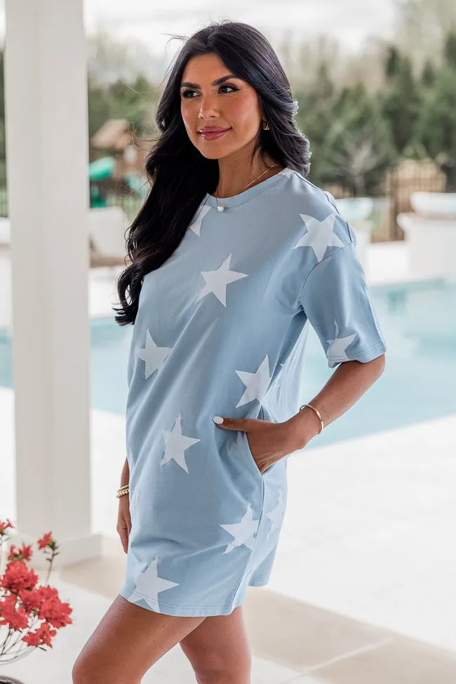 When The Stars Come Out Grey Star Print T-shirt Dress FINAL SALE