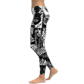 White & Black Comic Book Leggings