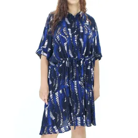 Women's Printed Casual Dress,Navy