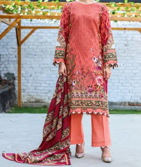 Womens "SAKENA" Lawn Embroidered Unstitched Summer Suit