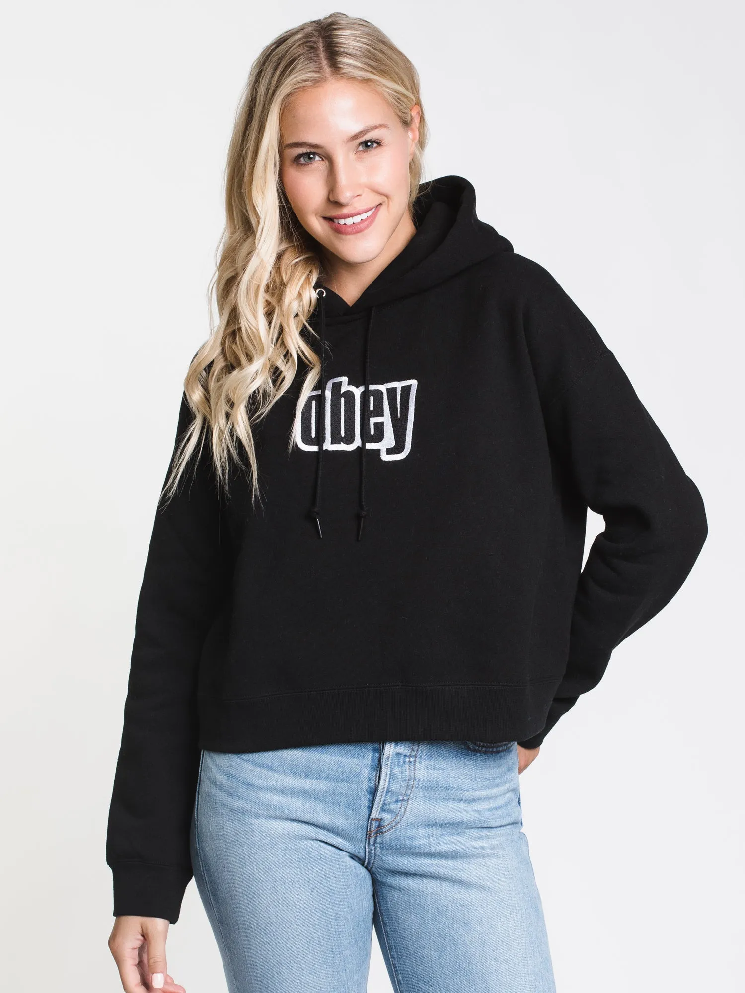 WOMENS SHIPLEY PULLOVER HOODIE- BLACK - CLEARANCE