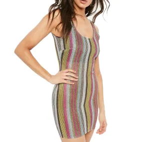 Women's Striped Shiny Party Dress, Multi