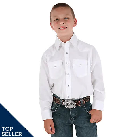 Wrangler Boys' Long Sleeve White Snap Up Western Shirt 10204WHSL