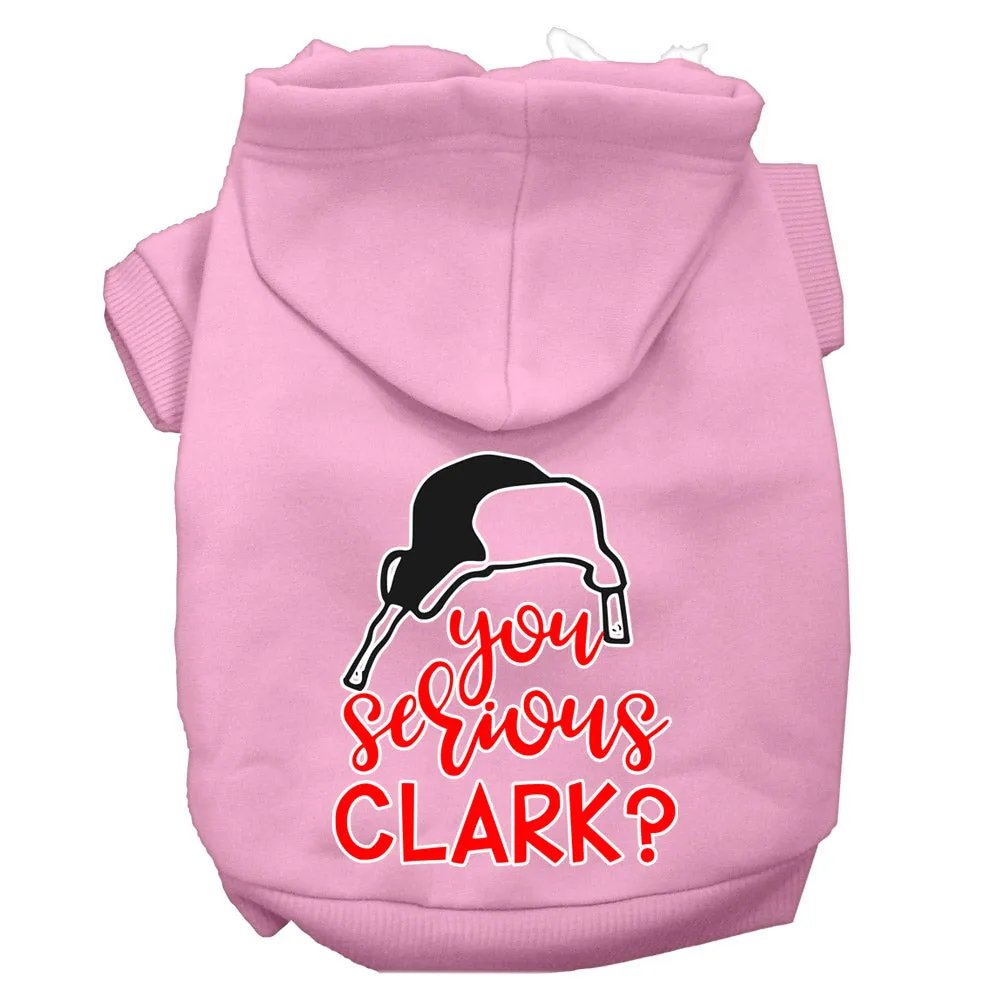 You Serious Clark? Screen Print Dog Hoodie Light Pink Xl